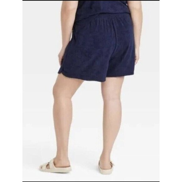 A new day womens shorts plus Size 3X navy blue Terrycloth Pull-on midwaist nwot - Picture 2 of 10